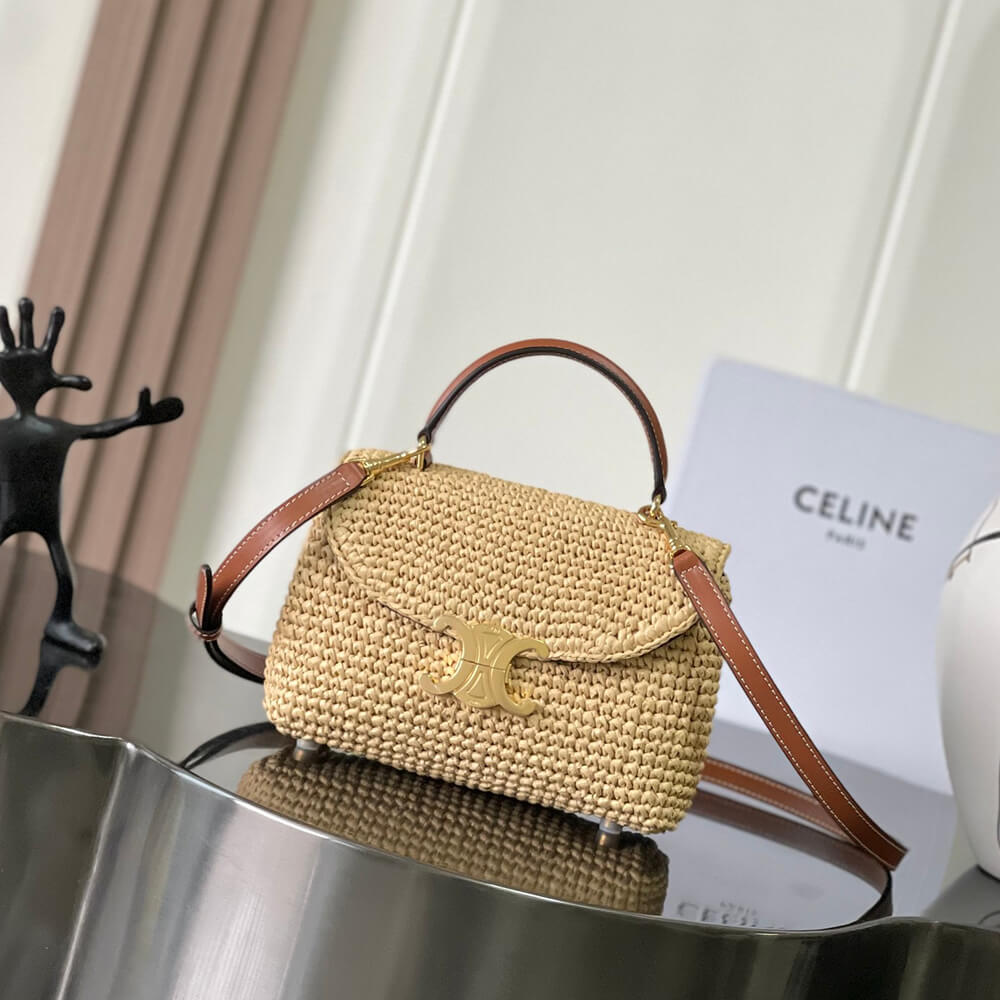 Alternative view of CELINE TEEN NINO BAG IN Raffia and calfskin(HIGH-END GRADE)