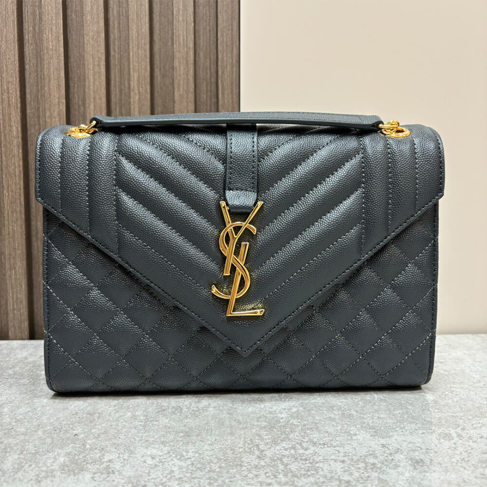 Alternative view of YSL envelope medium in grained leather