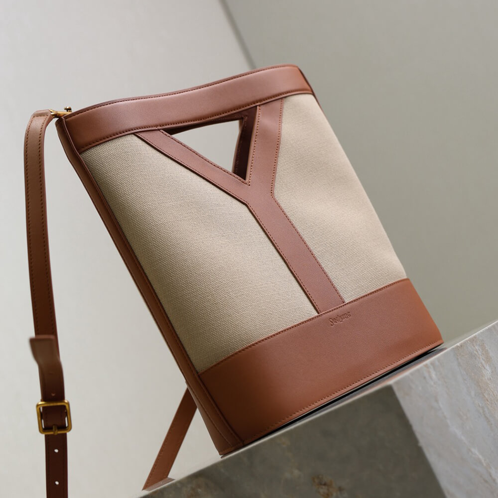 Alternative view of YSL Y small bucket in canvas and leather(HIGH-END GRADE)